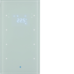 75643030 Stakleni senzor,  3-struki,  sa termostatom i displejem,  sa BCU,  KNX,  p.bijela