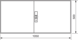 Crtež proizvoda Sekcioni ormar IP44, prazan sa vratima, visina ormara 500 mm čelik