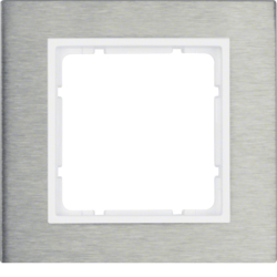 10113609 Okvir,  1-struki,  B.7, nehrđajući čelik,  polarna bijela,  četkani metal