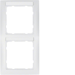 10129919 Okvir,  2-struki,  S.1, sa poljem za natpis,  vertikalno,  pol.bijela mat,  plastika