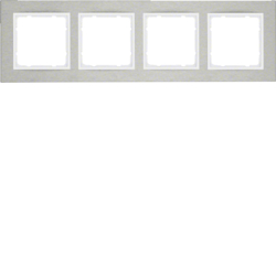 10243609 Okvir,  4-struki,  B.7, horizontalno,  nehrđajući čelik/p.bijela mat,  četkani metal
