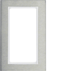 13093609 Okvir,  sa velikim izrezom,  B.7, nehrđajući čelik/p.bijela mat,  četkani metal