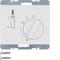 20307109 Termostat,  1NC,  sa prekidačem,  cent. pločom i LED sig,  K.1, p.bijela sjajna