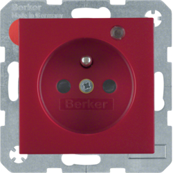 6765091915 Utičnica,  sa štiftom,  kontrolnim LED,  zaštitom za djecu,  S.1/B.3/B.7, crvena