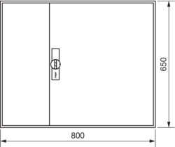 Crtež proizvoda Sekcioni ormar IP44, prazan sa vratima, visina ormara 650 mm čelik
