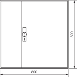 Crtež proizvoda Sekcioni ormar IP44, prazan sa vratima, visina ormara 800 mm čelik