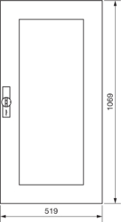 Crtež proizvoda Prozirna vrata, širina 550 mm čelični lim